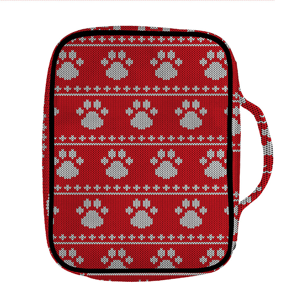 Christmas Paw Knitted Pattern Print Front Pocket Bible Bag
