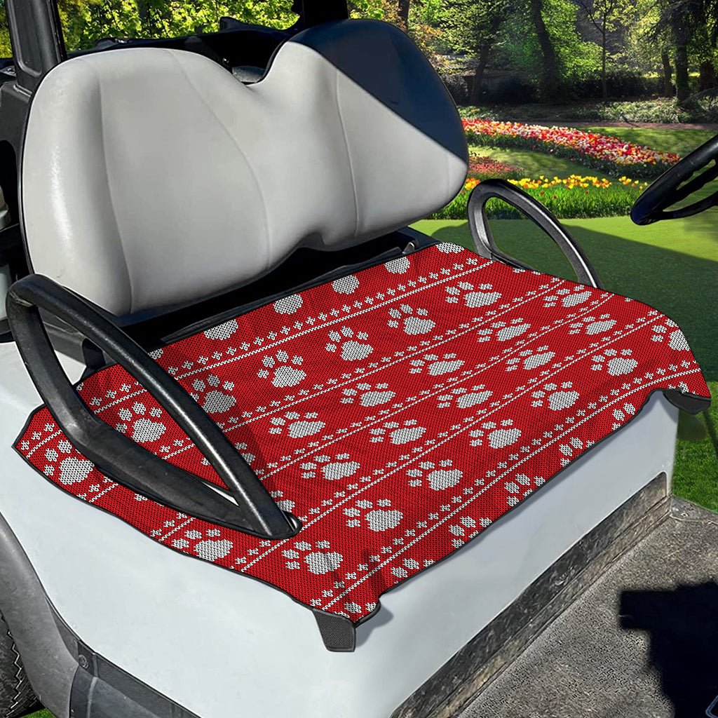 Christmas Paw Knitted Pattern Print Golf Cart Seat Cover