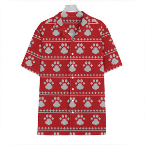 Christmas Paw Knitted Pattern Print Hawaiian Shirt