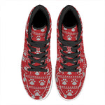 Christmas Paw Knitted Pattern Print High Top Leather Sneakers