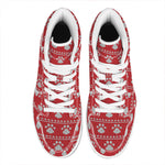 Christmas Paw Knitted Pattern Print High Top Leather Sneakers