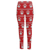 Christmas Paw Knitted Pattern Print High-Waisted Pocket Leggings