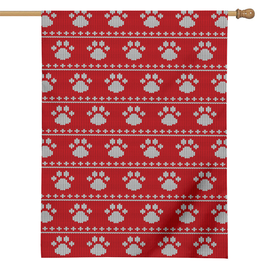 Christmas Paw Knitted Pattern Print House Flag