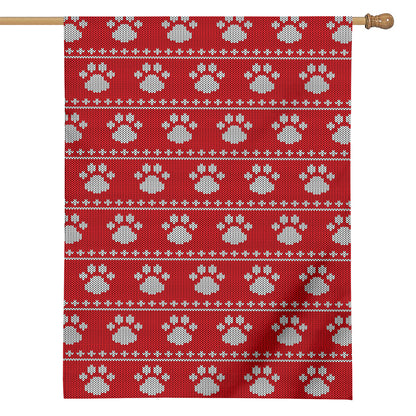 Christmas Paw Knitted Pattern Print House Flag