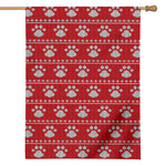 Christmas Paw Knitted Pattern Print House Flag