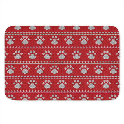 Christmas Paw Knitted Pattern Print Indoor Door Mat