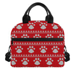 Christmas Paw Knitted Pattern Print Insulated Lunch Bag