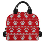 Christmas Paw Knitted Pattern Print Insulated Lunch Bag