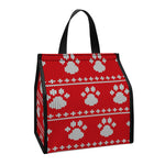 Christmas Paw Knitted Pattern Print Insulated Lunch Tote
