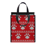 Christmas Paw Knitted Pattern Print Insulated Lunch Tote