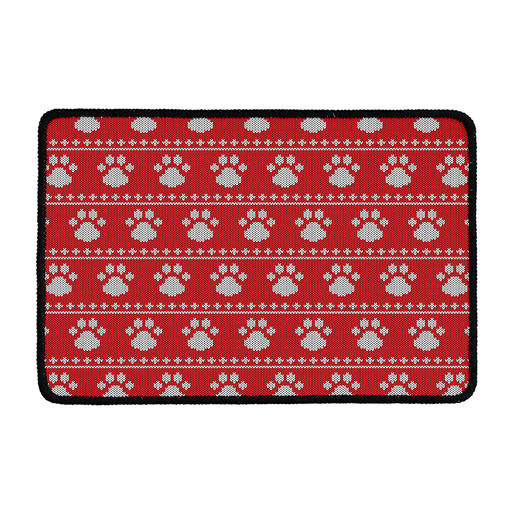 Christmas Paw Knitted Pattern Print Kitchen Mat