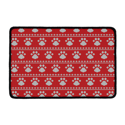 Christmas Paw Knitted Pattern Print Kitchen Mat