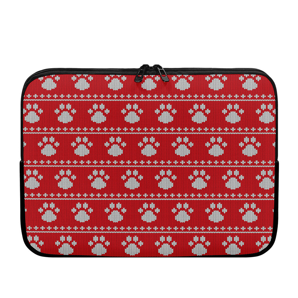 Christmas Paw Knitted Pattern Print Laptop Sleeve