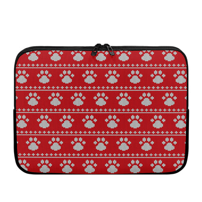 Christmas Paw Knitted Pattern Print Laptop Sleeve