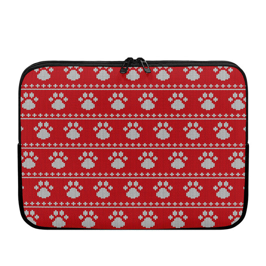 Christmas Paw Knitted Pattern Print Laptop Sleeve