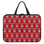 Christmas Paw Knitted Pattern Print Laptop Sleeve With Handle