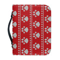 Christmas Paw Knitted Pattern Print Leather Bible Cover
