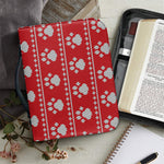Christmas Paw Knitted Pattern Print Leather Bible Cover
