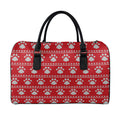 Christmas Paw Knitted Pattern Print Leather Duffel Bag
