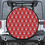 Christmas Paw Knitted Pattern Print Leather Spare Tire Cover