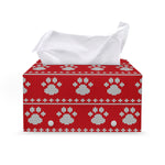 Christmas Paw Knitted Pattern Print Leather Tissue Box Cover