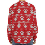 Christmas Paw Knitted Pattern Print Long Sleeve Baseball Jersey