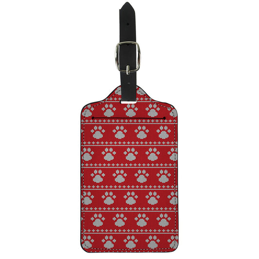 Christmas Paw Knitted Pattern Print Luggage Tag