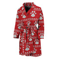 Christmas Paw Knitted Pattern Print Men's Bathrobe