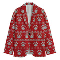 Christmas Paw Knitted Pattern Print Men's Blazer