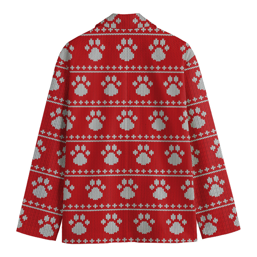 Christmas Paw Knitted Pattern Print Men's Blazer