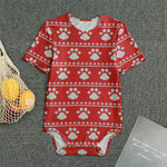 Christmas Paw Knitted Pattern Print Men's Bodysuit