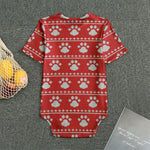 Christmas Paw Knitted Pattern Print Men's Bodysuit