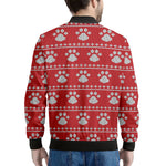 Christmas Paw Knitted Pattern Print Men's Bomber Jacket