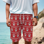Christmas Paw Knitted Pattern Print Men's Cargo Shorts