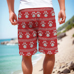 Christmas Paw Knitted Pattern Print Men's Cargo Shorts