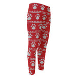 Christmas Paw Knitted Pattern Print Men's Compression Pants