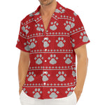 Christmas Paw Knitted Pattern Print Men's Deep V-Neck Shirt