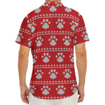 Christmas Paw Knitted Pattern Print Men's Deep V-Neck Shirt