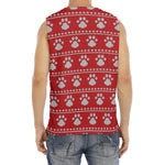 Christmas Paw Knitted Pattern Print Men's Fitness Tank Top