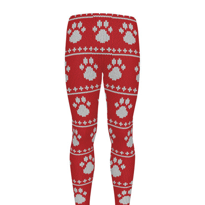 Christmas Paw Knitted Pattern Print Men's leggings