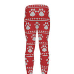 Christmas Paw Knitted Pattern Print Men's leggings