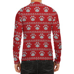Christmas Paw Knitted Pattern Print Men's Long Sleeve Rash Guard