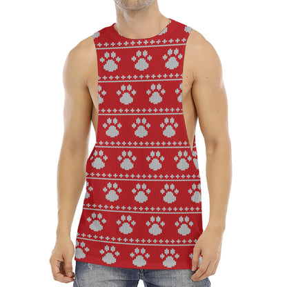 Christmas Paw Knitted Pattern Print Men's Muscle Tank Top