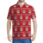 Christmas Paw Knitted Pattern Print Men's Polo Shirt