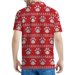 Christmas Paw Knitted Pattern Print Men's Polo Shirt
