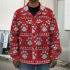 Christmas Paw Knitted Pattern Print Men's Shirt Jacket