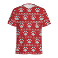 Christmas Paw Knitted Pattern Print Men's Athletic T-Shirt