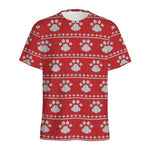 Christmas Paw Knitted Pattern Print Men's Sports T-Shirt