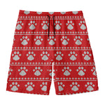 Christmas Paw Knitted Pattern Print Men's Swim Trunks