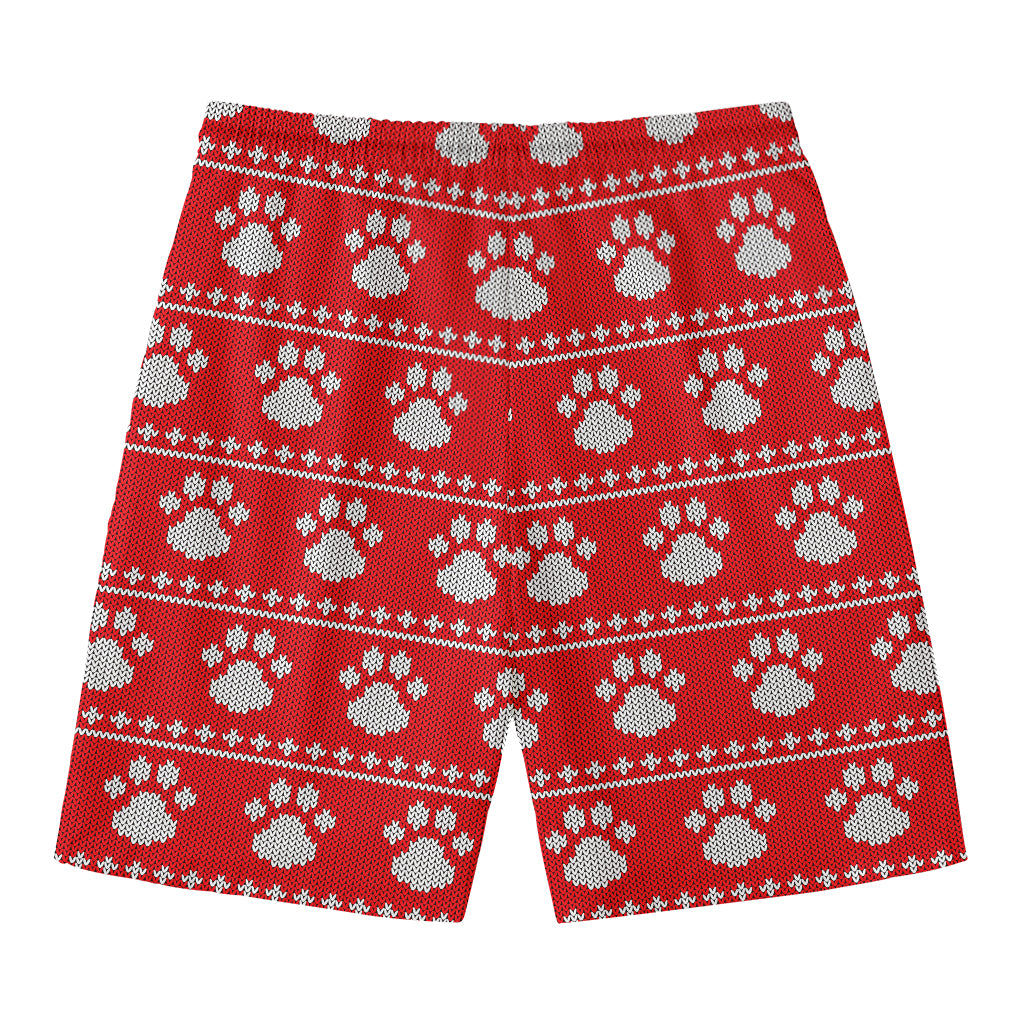 Christmas Paw Knitted Pattern Print Men's Swim Trunks